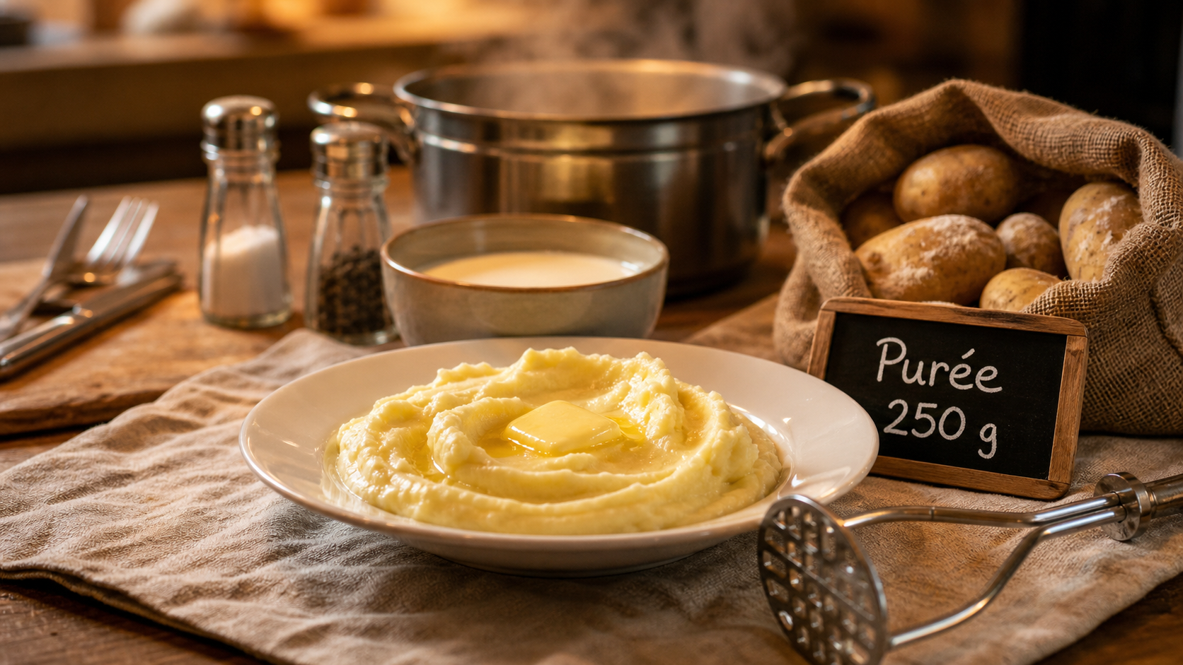 Purée par personne : 200 à 250 g pour un adulte