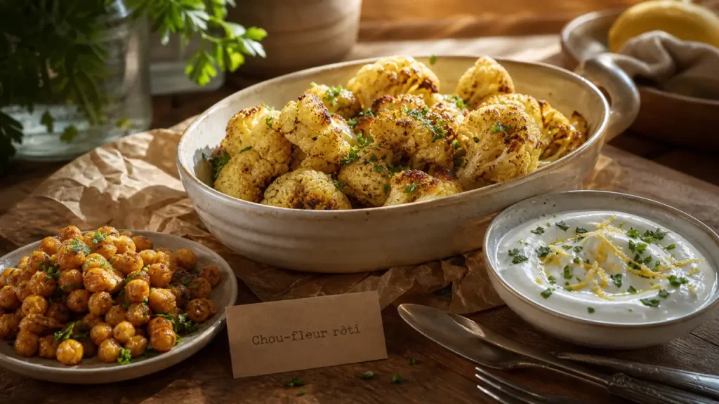 Quel accompagnement avec du choux-fleur : chou-fleur rôti et sauce citronnée