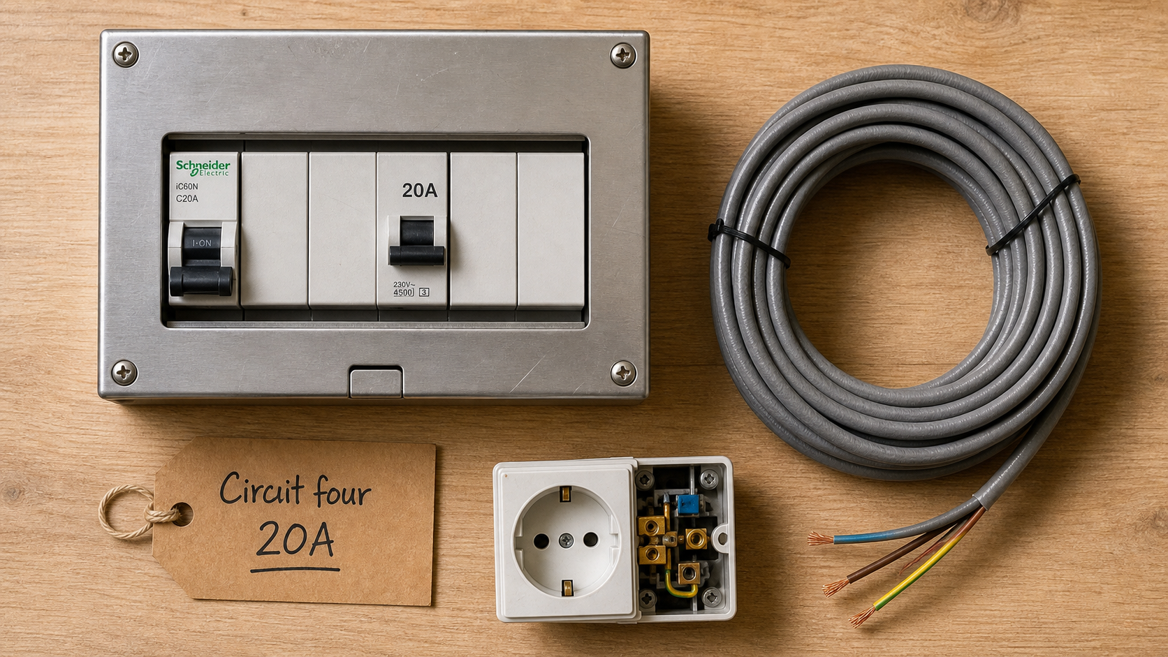 Quel disjoncteur pour un four : disjoncteur 20A et câble 2,5 mm²
