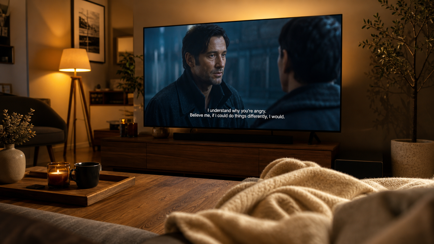 Quelle distance tv 4K 65 pouces : TV 4K sur meuble, salon moderne