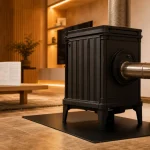 Schéma installation poêle à bois : distances de sécurité, conduit et plaque
