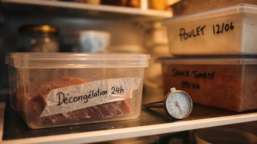 Viande décongelé combien de temps au frigo : boîte 24h volaille