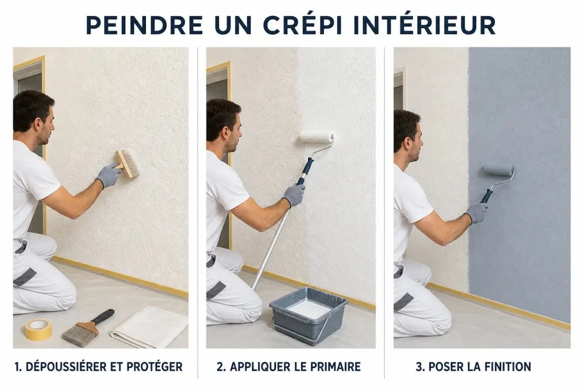 Peinture pour crepis interieur : préparation du mur, sous-couche et application de la finition