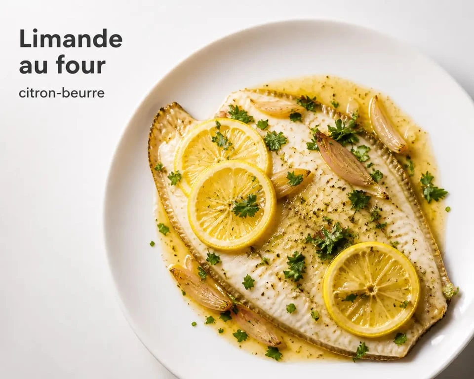 Recette limande au four citron-beurre, plat dressé et appétissant