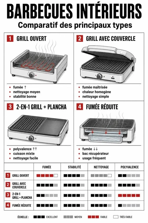 Comparatif des types de barbecue interieur et critères de choix