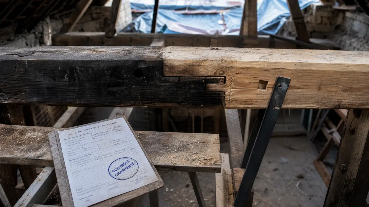 Rénovation charpente bois : charpente ancienne à diagnostiquer en combles