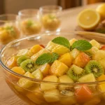 Salade au fruit recette : salade de fruits maison, fruits nets et jus parfumé