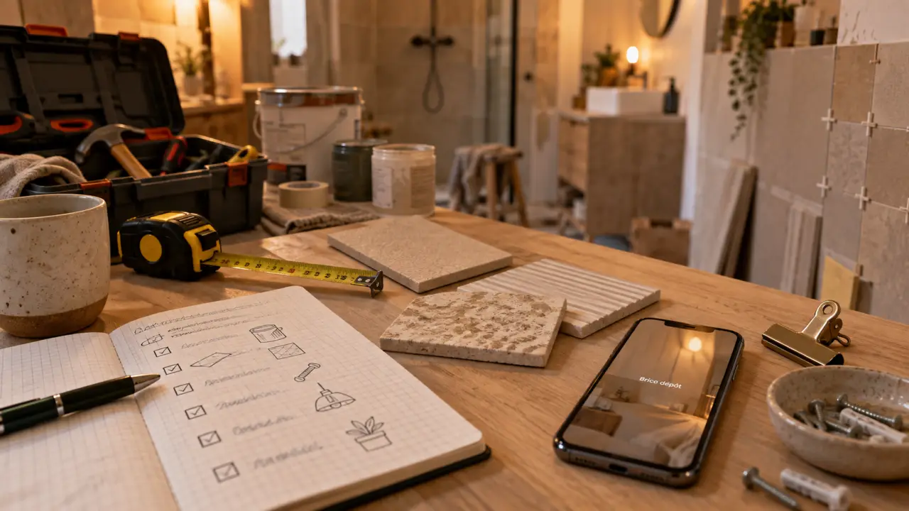 brico deco : liste produits, stock et outils pour travaux salle de bain
