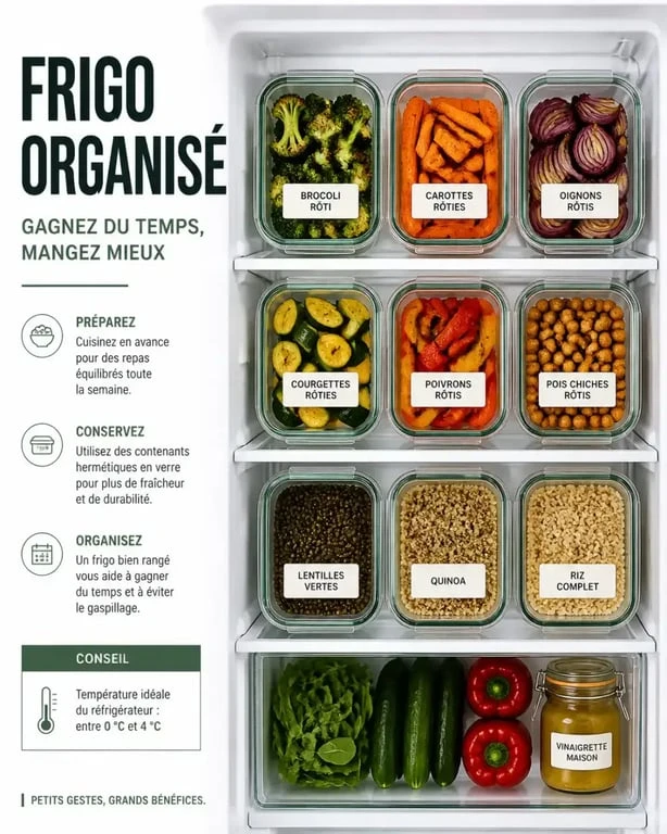 Exemple de contenants en verre pour le batch cooking et la conservation des repas.