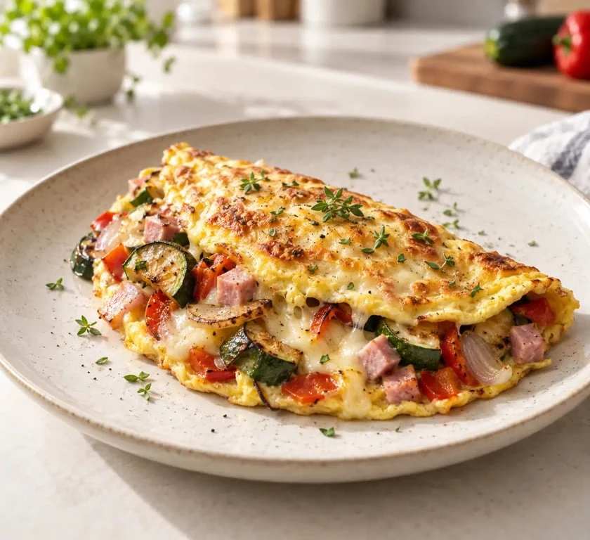 Reste dans le frigo recette : omelette gratinée aux légumes et au fromage