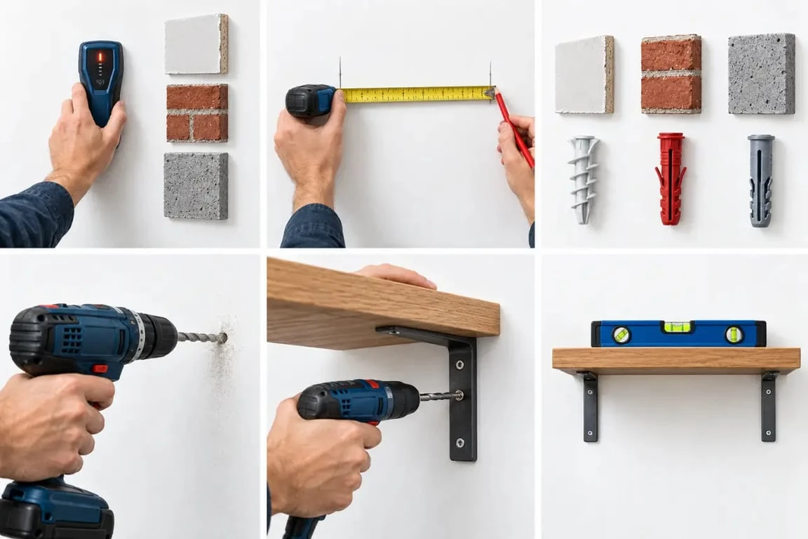 Gestes appris dans un cours de bricolage femme pour fixer une étagère