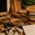 Recettes batch cooking : préparations de repas sans stress, légumes rôtis et curry de lentilles.