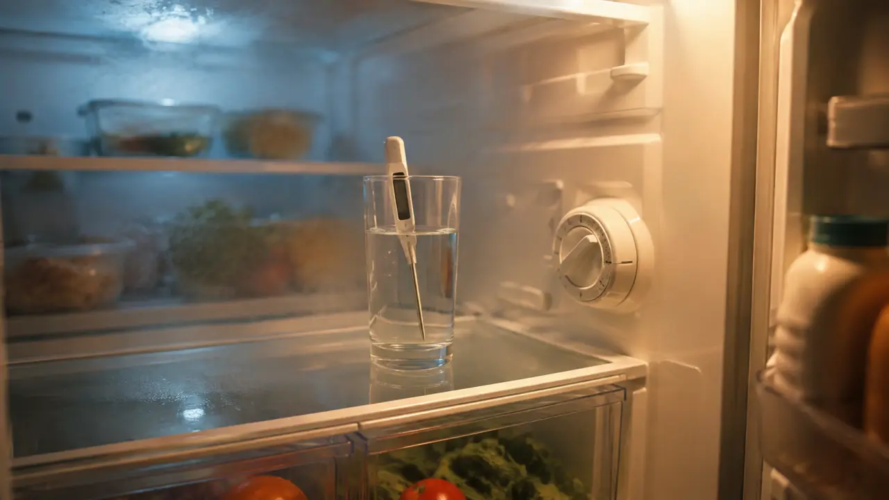 Réglage frigo 4°C au centre, thermomètre numérique dans le réfrigérateur