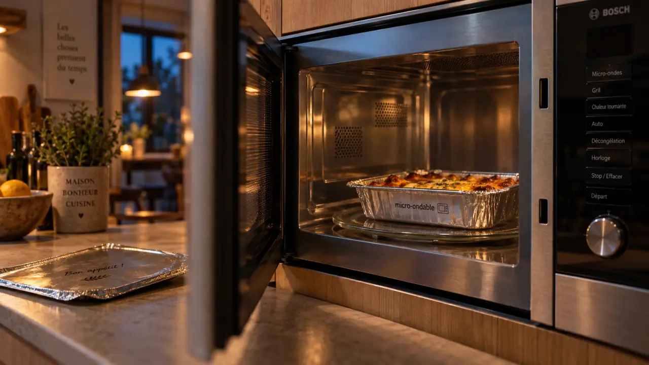 Barquette en aluminium au micro onde, sans risque d’étincelles