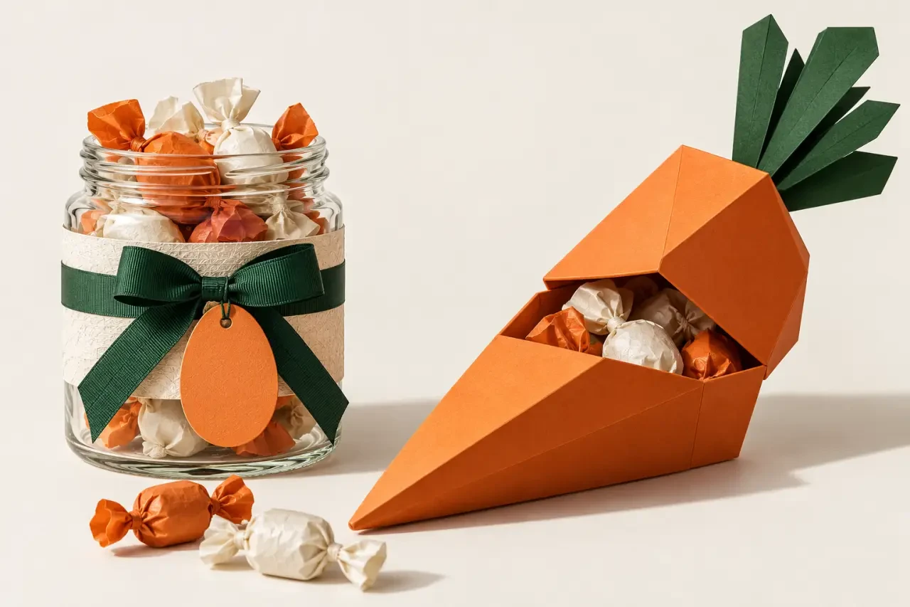 Bricolage de Pâques pour adulte avec pot personnalisé et boîte carotte en papier
