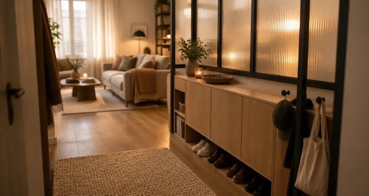 Idee separation entree salon : verriere atelier en verre depoli pour separer sans assombrir