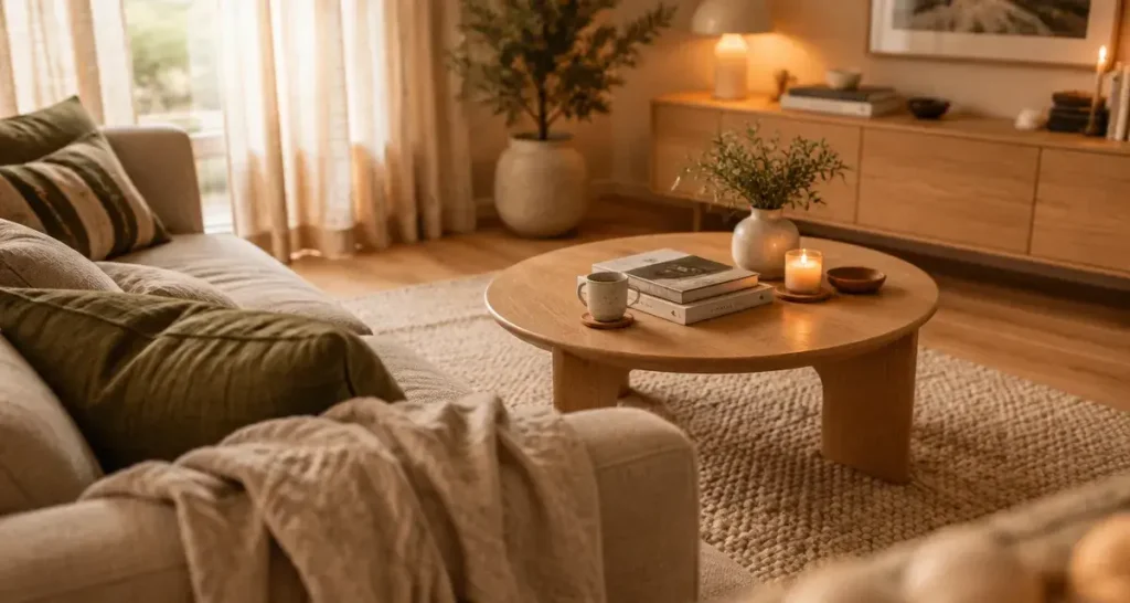Un salon scandinave cocooning se construit par quatre couches de confort